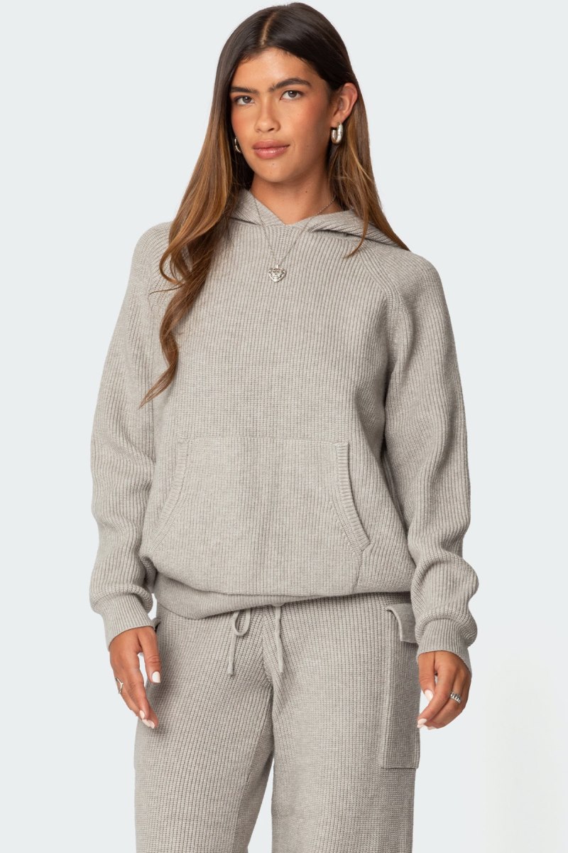 Edikted Wynter Oversized Hoodie Knitted Tops Blue | USA CD170897M6