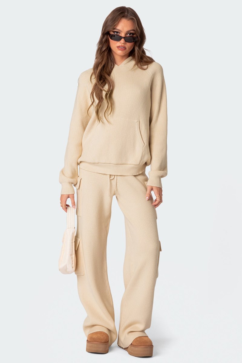 Edikted Wynter Oversized Knit Hoodie Blue | USA BL220582I2