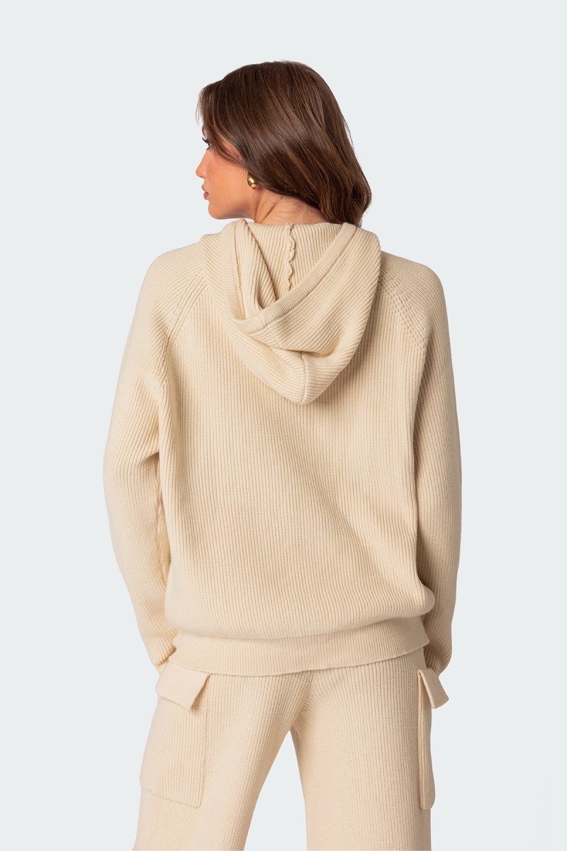 Edikted Wynter Oversized Knit Hoodie Blue | USA BL220582I2