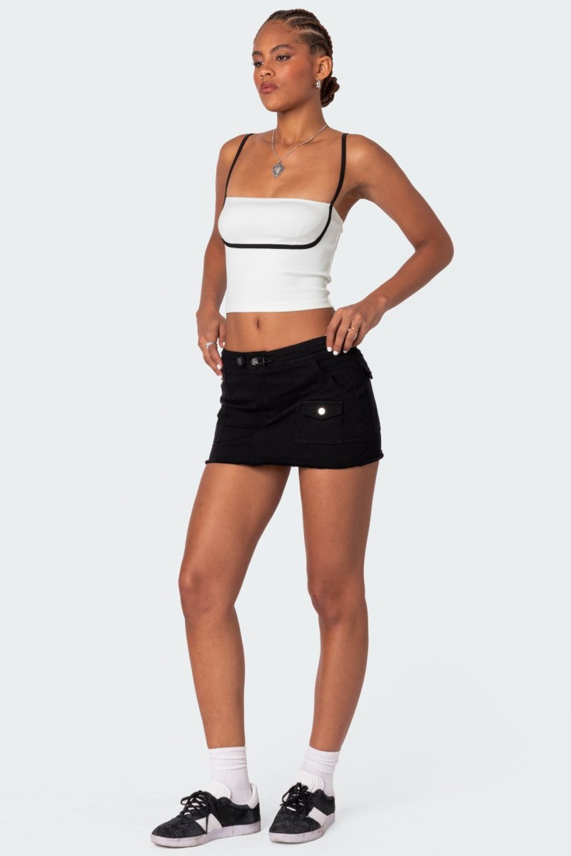 Edikted Yang Contrast Strap Tank Top Black And White | USA XT168936J5