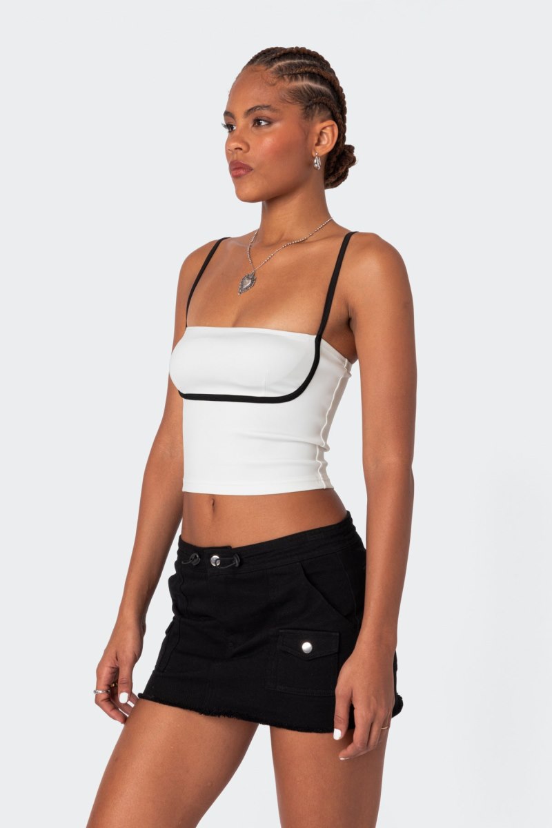 Edikted Yang Contrast Strap Tank Top Black And White | USA XT168936J5