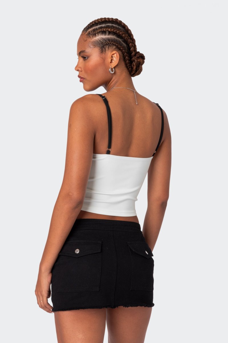Edikted Yang Contrast Strap Tank Top Black And White | USA XT168936J5