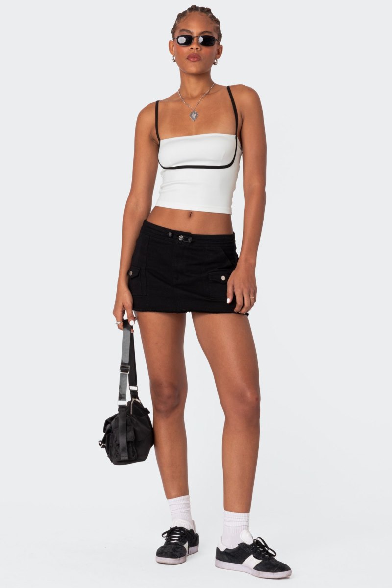 Edikted Yang Contrast Strap Tank Top Black And White | USA XT168936J5