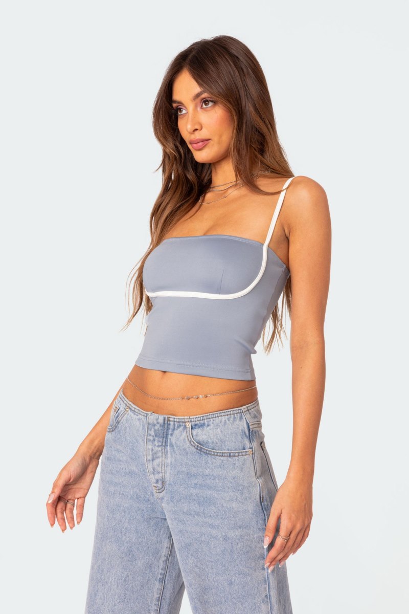 Edikted Yang Contrast Strap Tank Top Black And White | USA GT156765S0