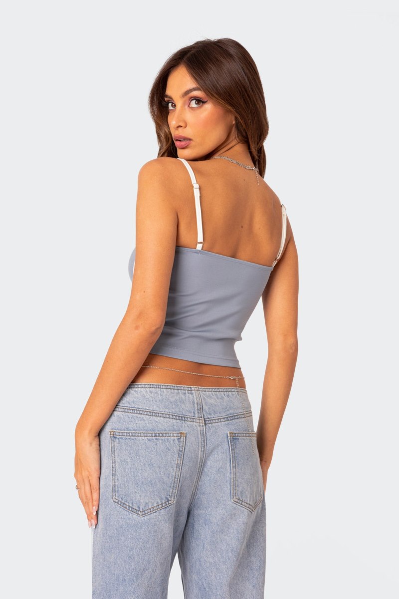 Edikted Yang Contrast Strap Tank Top Black And White | USA GT156765S0