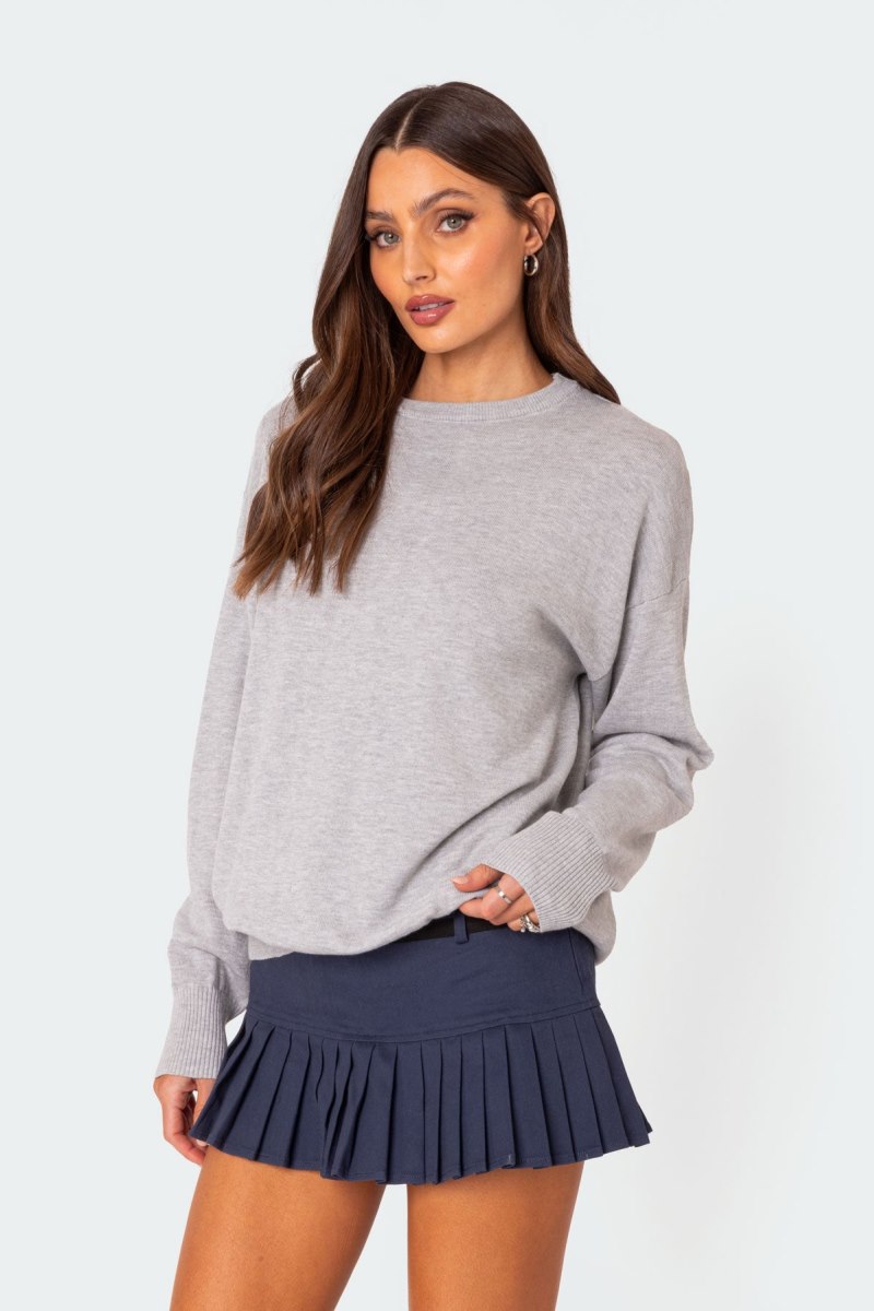 Edikted You Time Oversized Sweater Gray Melange | USA NG103910U4
