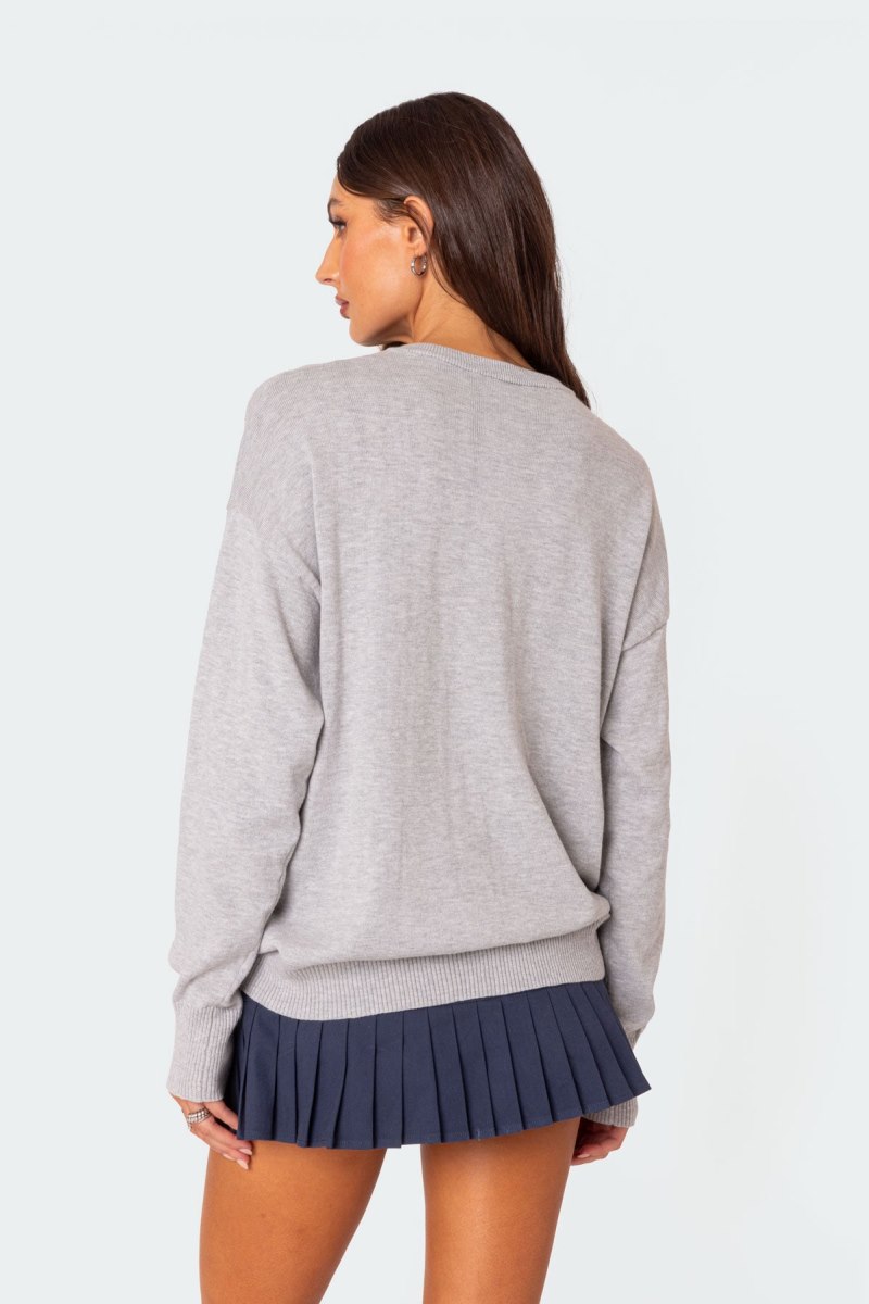 Edikted You Time Oversized Sweater Gray Melange | USA NG103910U4